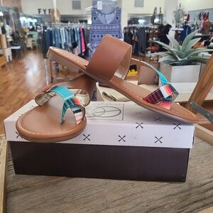 Everglades Strappy Sandal Brown Teal White Size 8